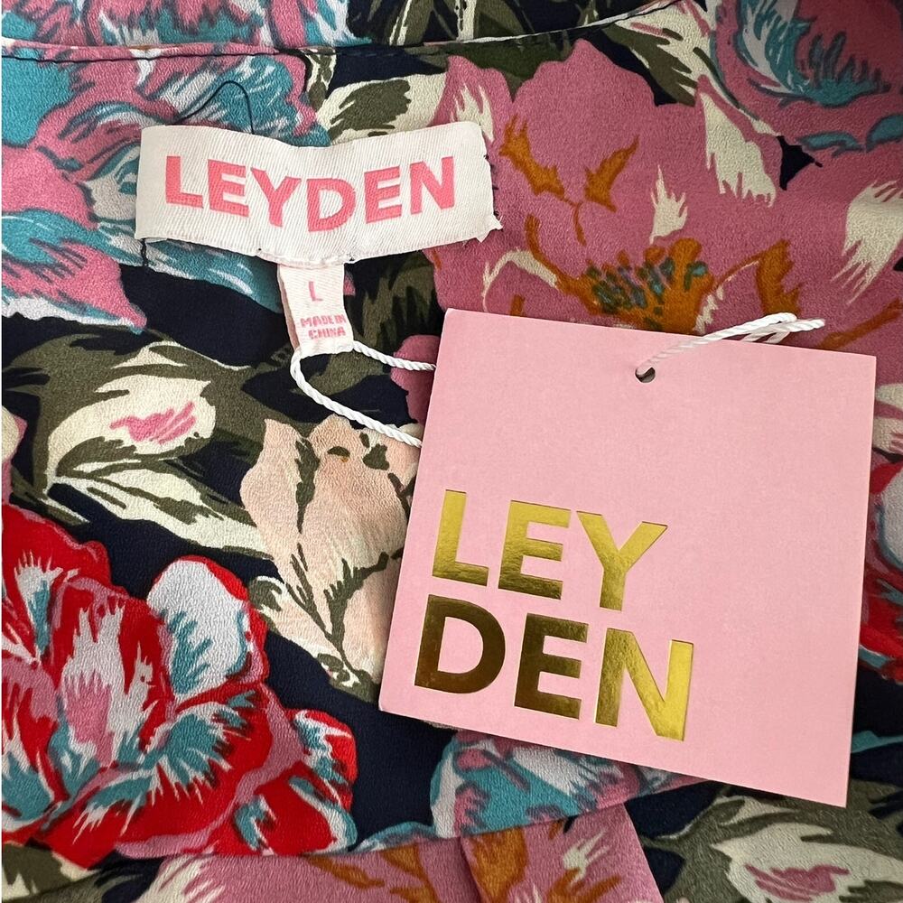 Leyden Womens Faux Wrap Floral Blouse Long Sleeve Pink L Large - Picture 6 of 8
